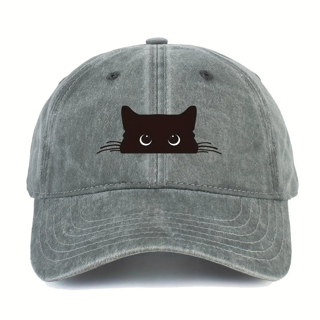 Cute Cat Print Baseball Cap – Adjustable Duckbill Sun Hat for Men & Women, Casual Outdoor Travel Cap - URBEN PEAK