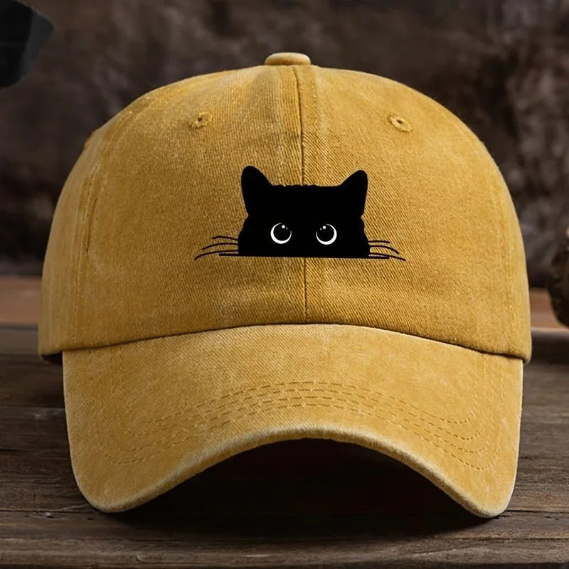 Cute Cat Print Baseball Cap – Adjustable Duckbill Sun Hat for Men & Women, Casual Outdoor Travel Cap - URBEN PEAK