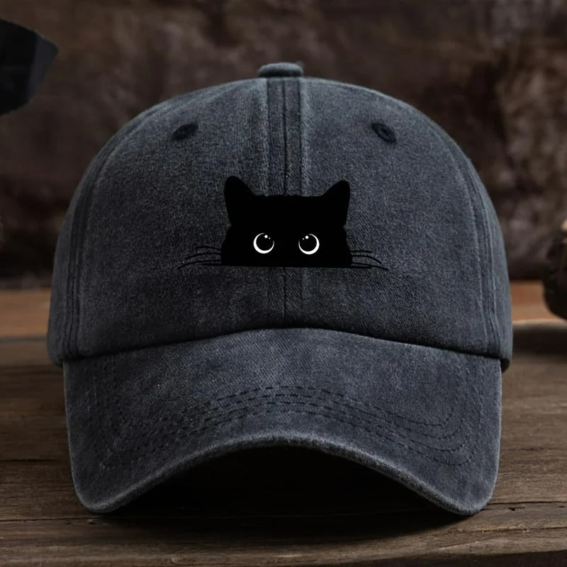 Cute Cat Print Baseball Cap – Adjustable Duckbill Sun Hat for Men & Women, Casual Outdoor Travel Cap - URBEN PEAK