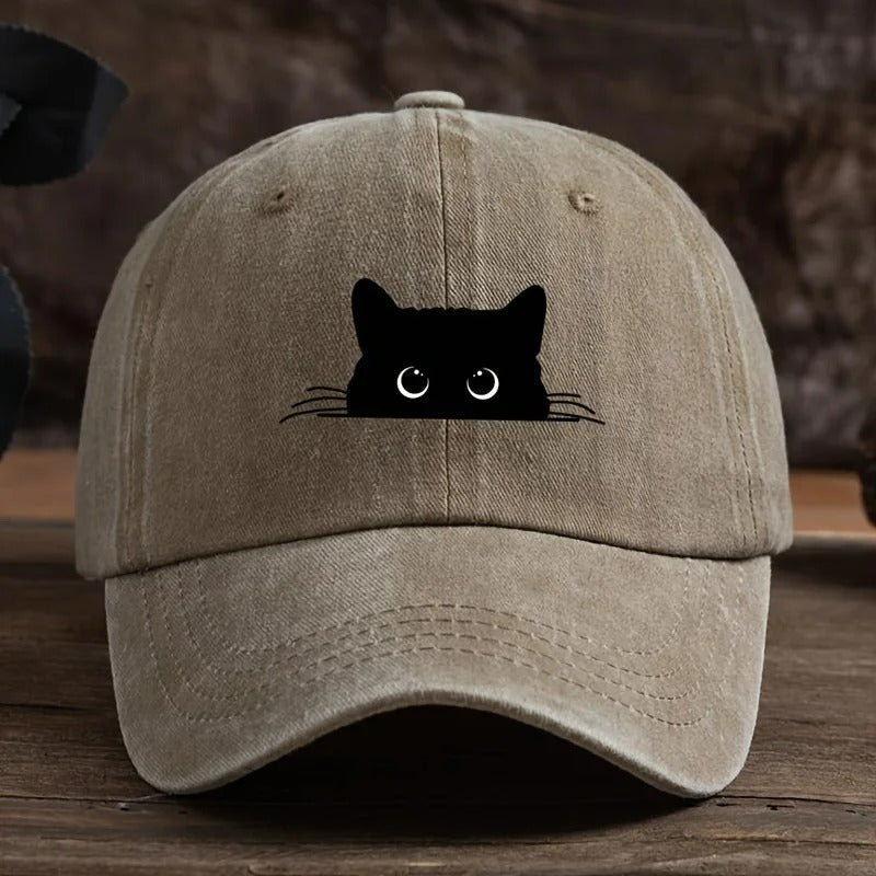 Cute Cat Print Baseball Cap – Adjustable Duckbill Sun Hat for Men & Women, Casual Outdoor Travel Cap - URBEN PEAK